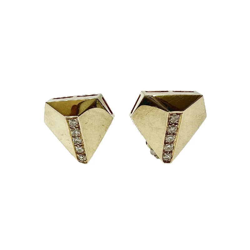 ladies earrings huggie-14K Gold Earrings with 10 Diamonds