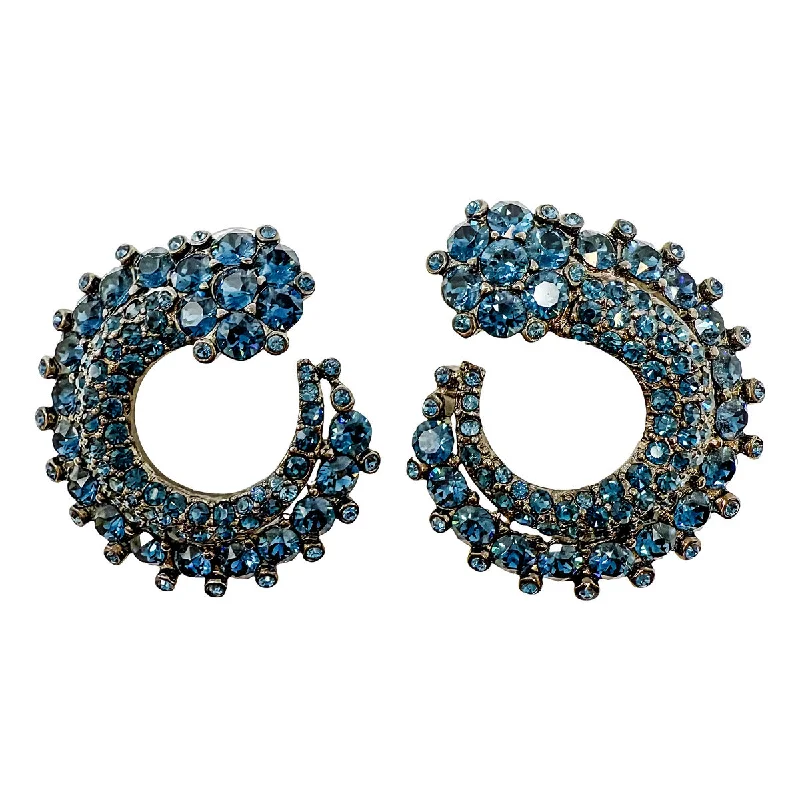 ladies earrings layered gold-Oscar de la Renta Earrings Blue Stone Earrings