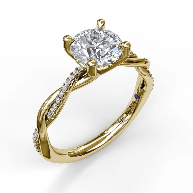 ladies engagement ring heavy-Gold And Diamond Twist Engagement Ring