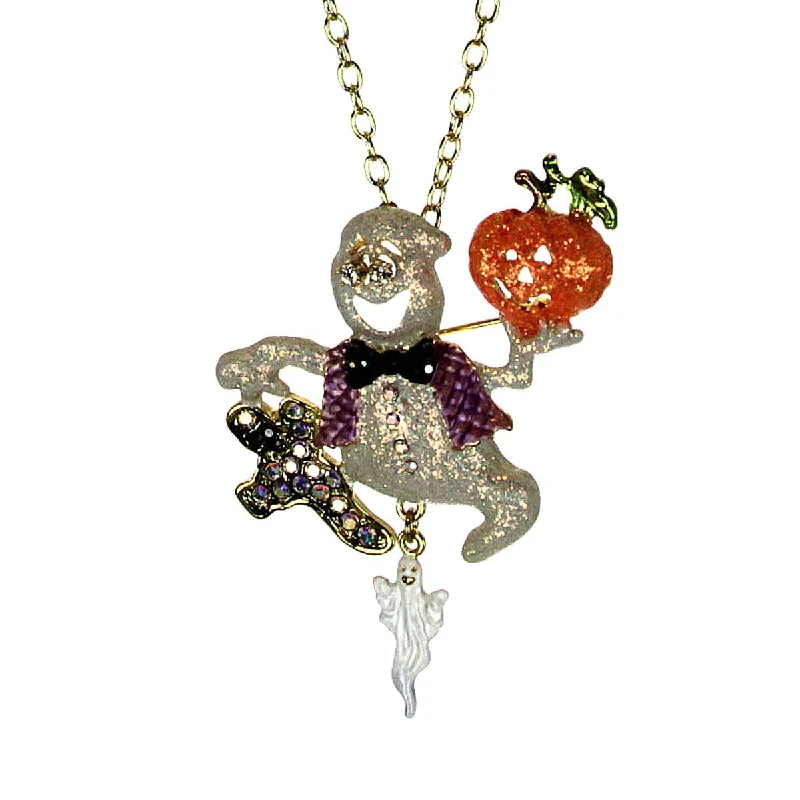 Ladies necklaces flat chain necklaces-Kirks Folly Boo Boo Ghost Pin/Pendant & Matching Necklace