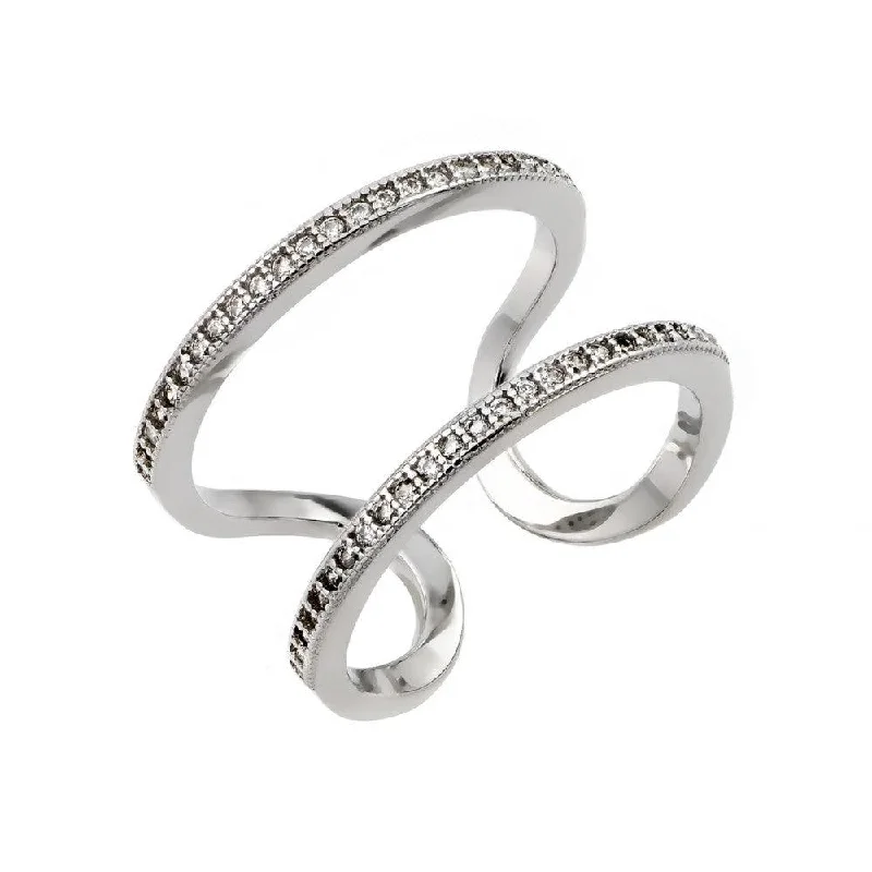 ladies ring top brands-Silver 925 Rhodium Plated Entangling Ring - STR01022