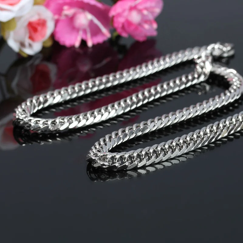 Ladies necklaces neon bright necklaces-Stainless Steel Men Boys Jewelry Chain Necklace Curb Chains With Lobster Claw Clasp 4260-B80639