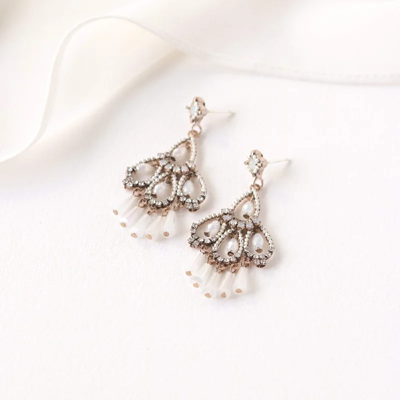 ladies earrings gothic silver-White Nirvana Drop Earrings