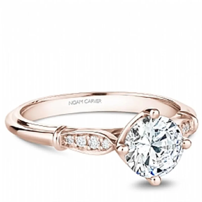 ladies engagement ring yellow gold-14K Rose Gold 0.06ctw Diamond Engagement Ring Mounting by Crown Ring