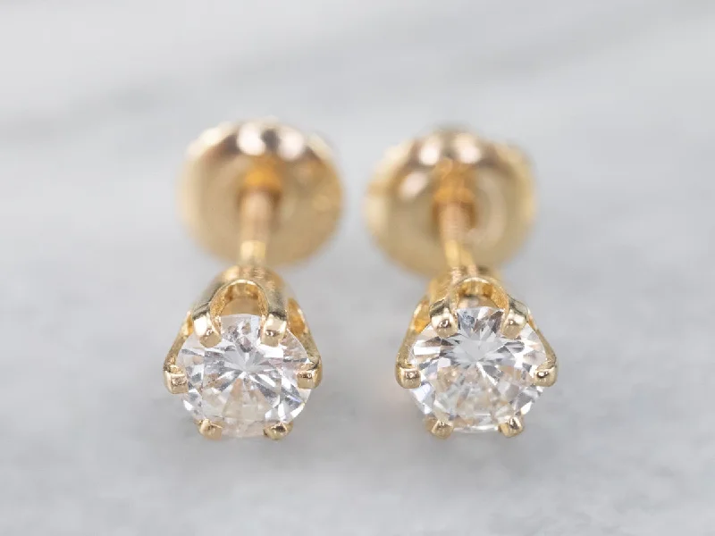 ladies earrings eco-friendly silver-Diamond Gold Stud Earrings