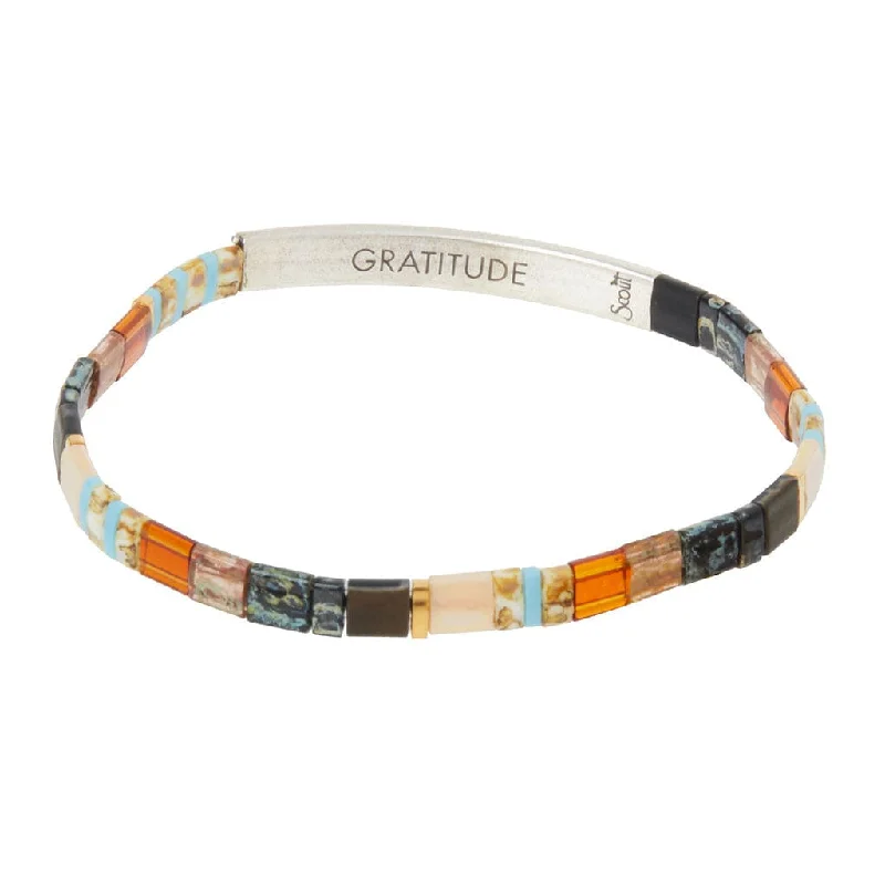 Ladies bracelets glitter accent styles-Good Karma Miyuki Bracelet | Gratitude - Earth/Sky Silver