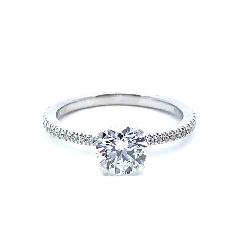 ladies engagement ring exclusive-14K White Gold 1.15ctw Round Lab Diamond Classic Engagement Ring