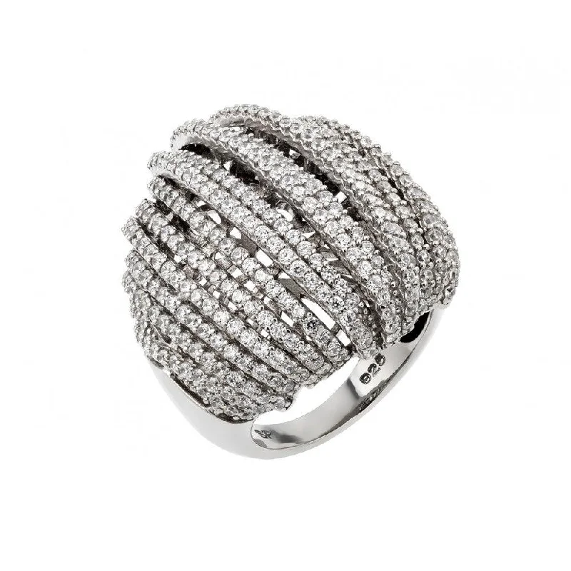 ladies ring hypoallergenic gold-Silver 925 Rhodium Plated Micro Pave CZ Ring - GMR00018