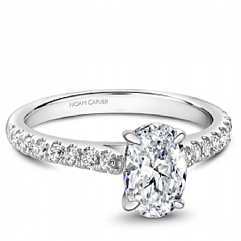 ladies engagement ring infinity-14K White Gold 0.30ctw Diamond Oval Engagement Ring Mounting