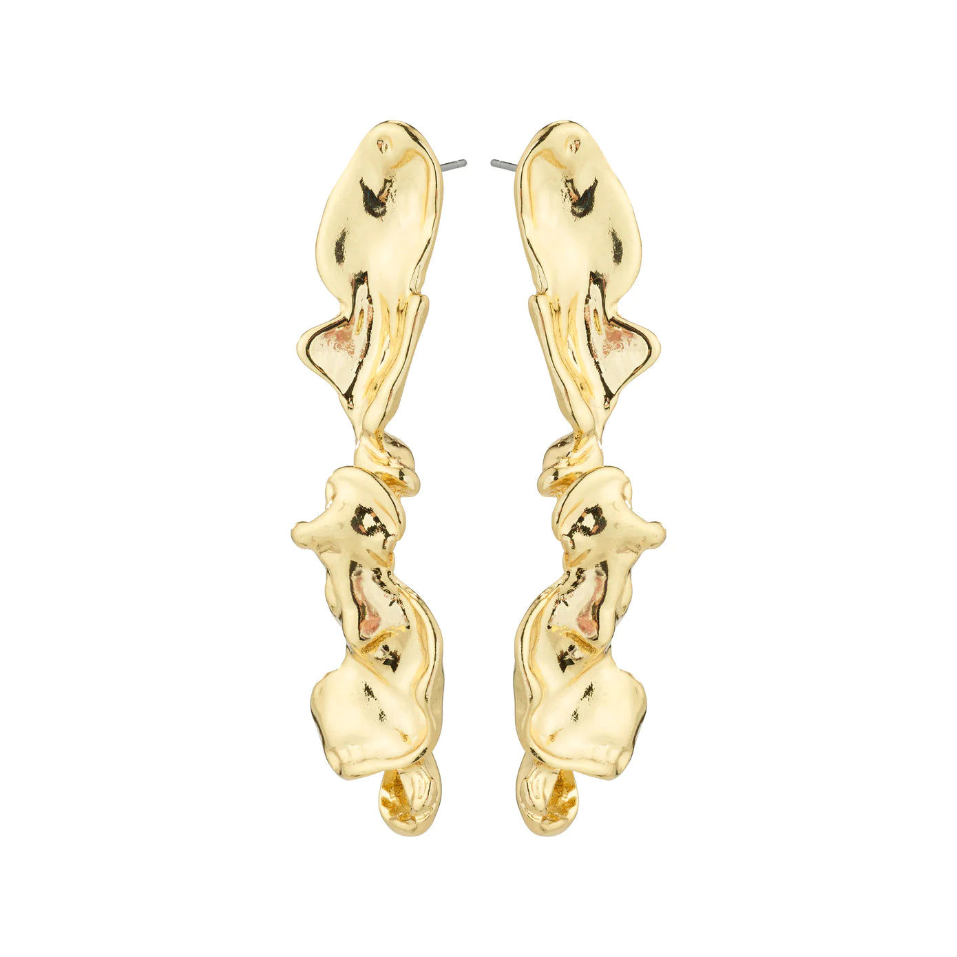 ladies earrings large-Pulse Gold Plated Earrings