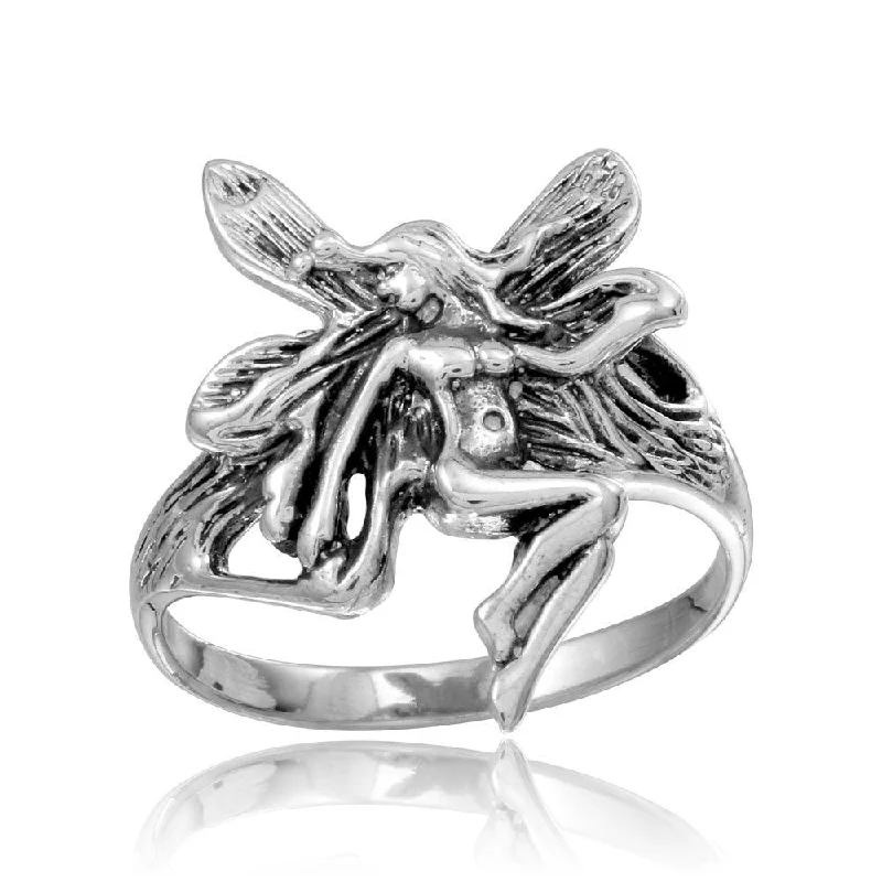 ladies ring fall collection-High Polished 925 Sterling Silver Fairy Ring - CR00751