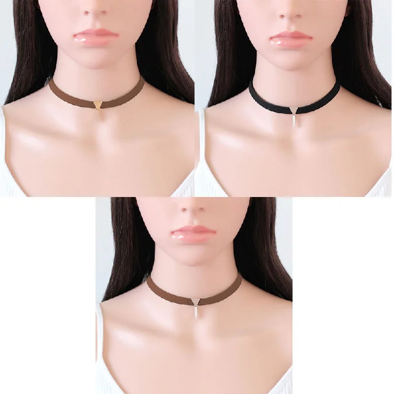 Ladies necklaces Chinese symbol necklaces-Sexy Sparkles Set of 3 Velvet Choker Necklace for Women Girls Gothic Choker Bolo Tie Chokers