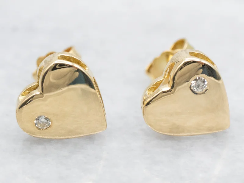 ladies earrings beach-Diamond Heart Shaped Stud Earrings