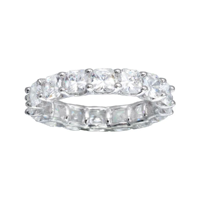 ladies ring slim gold-Rhodium Plated 925 Sterling Silver CZ Eternity Band Ring - GMR00270