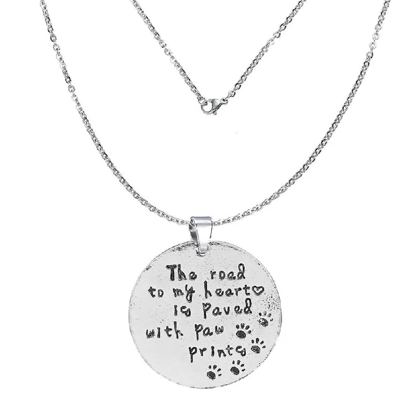 Ladies necklaces graduated size designs-inch The road to my heart is paved with paw printesinch Memorial Necklace & Pendant for Your Lost ones Memorial Sympathy Gift