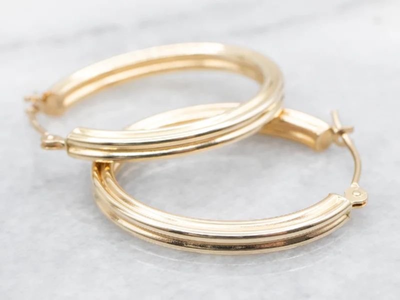 Lined Oval Hoop Earrings