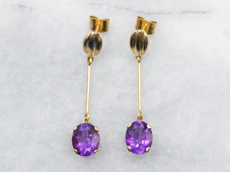 ladies earrings online-Amethyst Drop Earrings