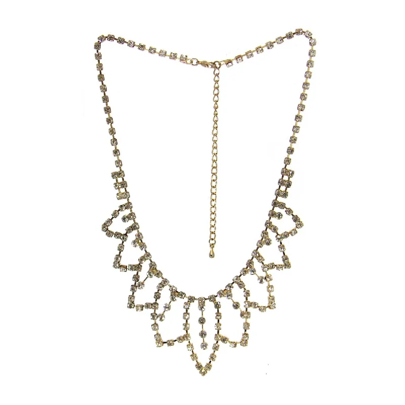 Ladies necklaces eco-friendly materials-Rhinestone Necklace Gold