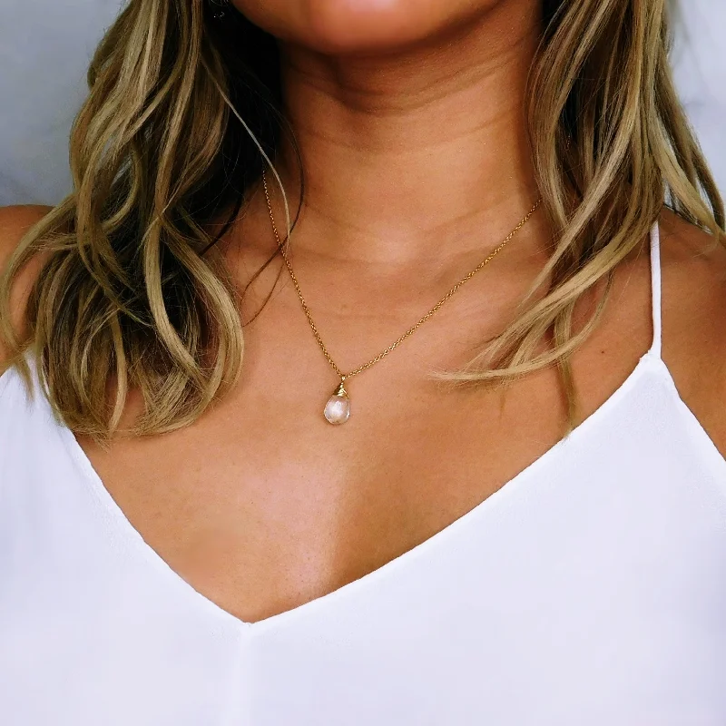 Ladies necklaces customer review favorites-Clear Quartz Drop Necklace