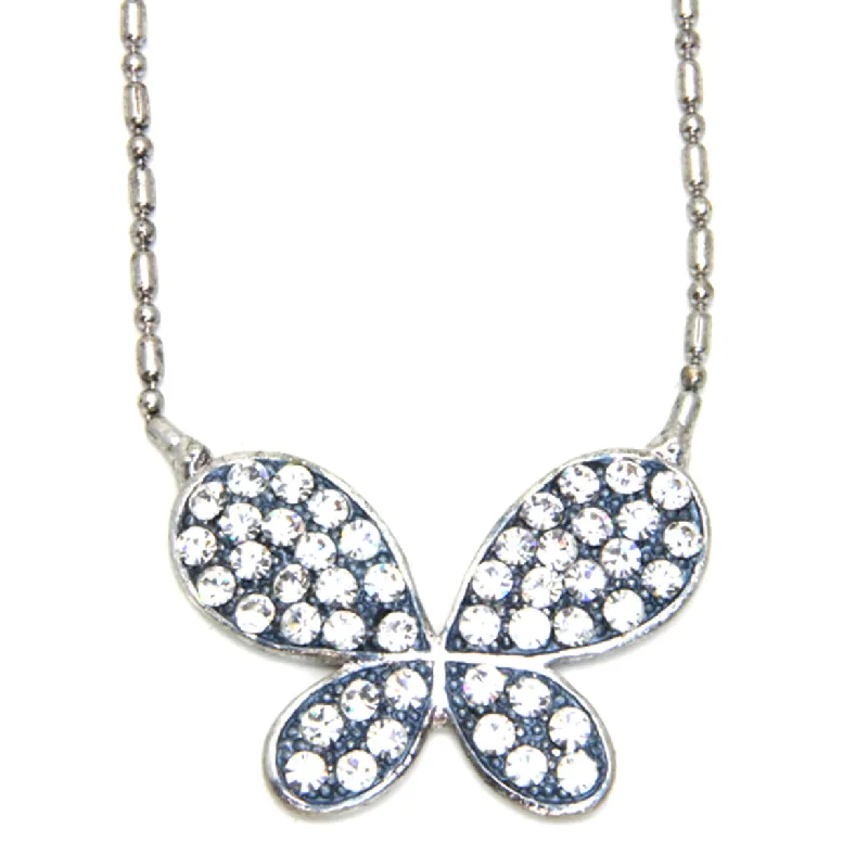 Ladies necklaces pure silver styles-Butterfly Necklace, Blue