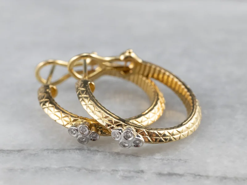 ladies earrings nickel free-High End Diamond and Gold Hoop Earrings