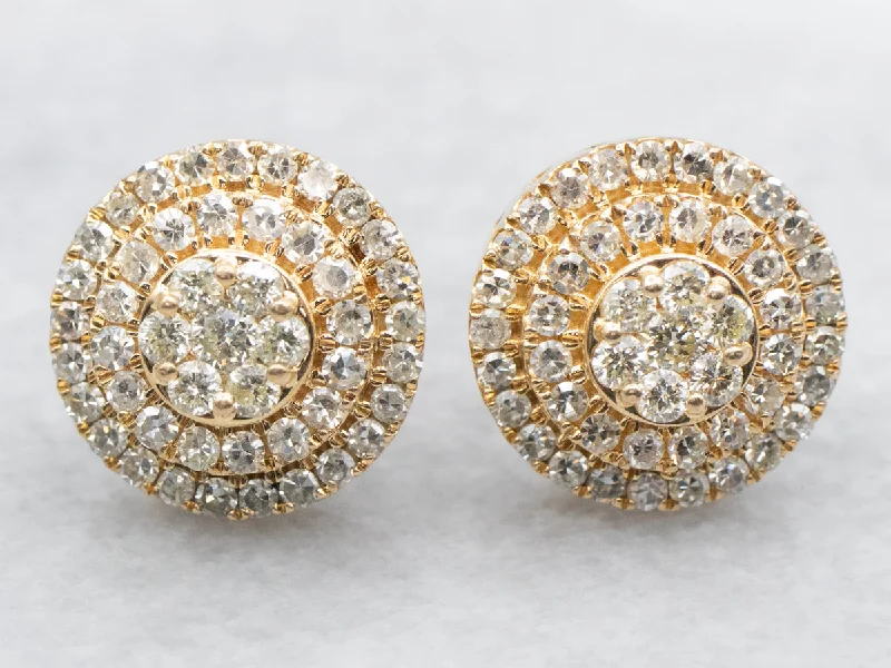 ladies earrings reviews-Double Halo Diamond Stud Earrings