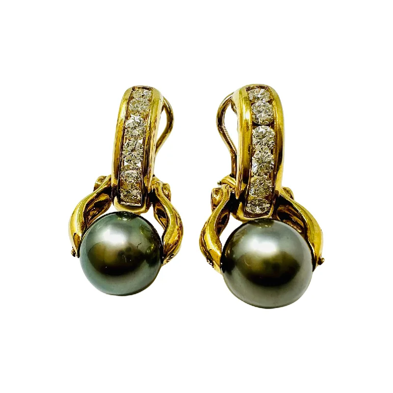 ladies earrings trendy 2025-Susan Berman 18K Gold Earrings with Tahitian Pearl