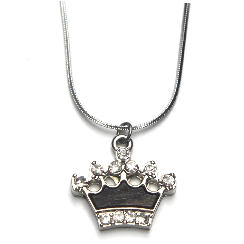 Ladies necklaces lightweight gold chains-Crown Necklace Silver