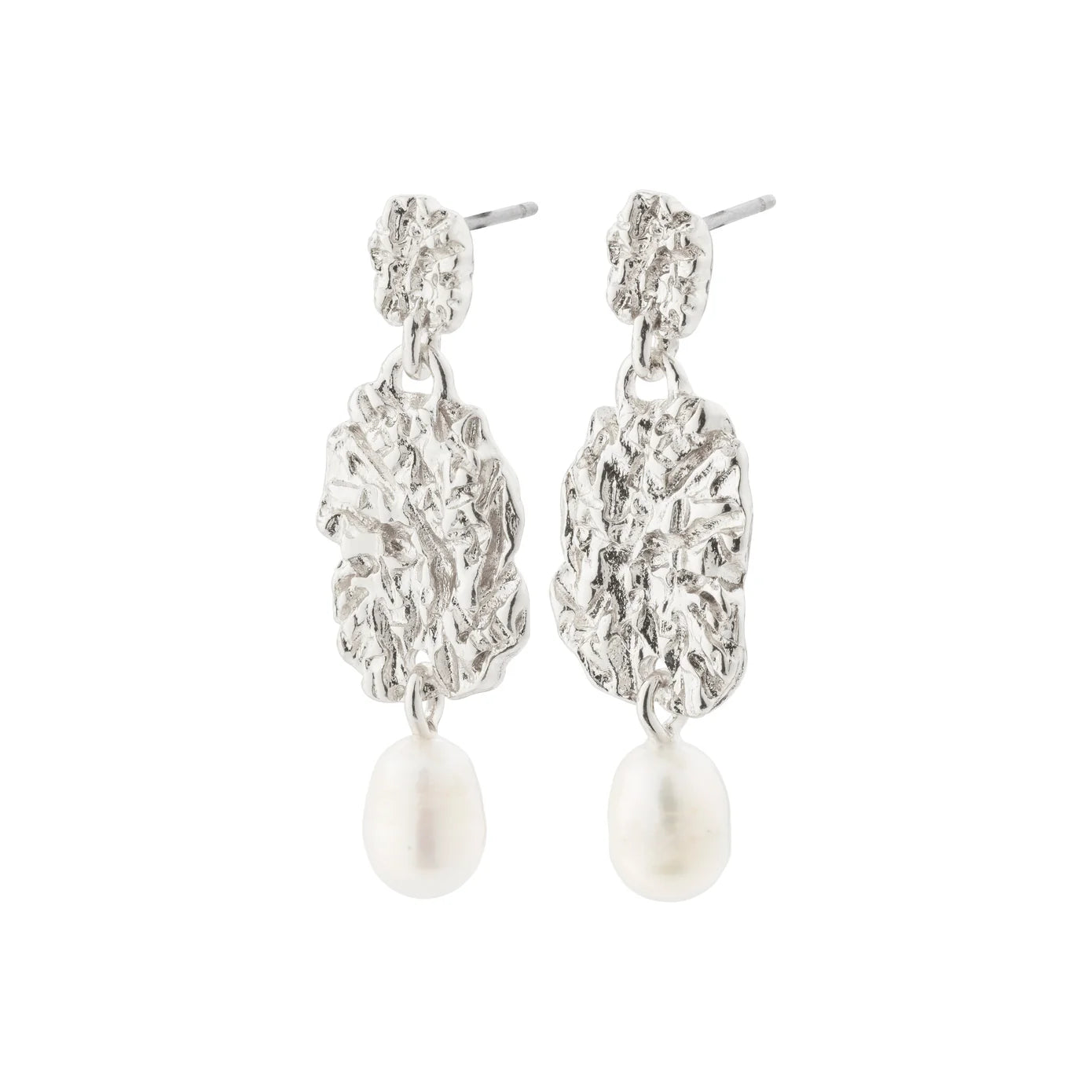 ladies earrings tropical-True Silver Plated Pearl Earrings