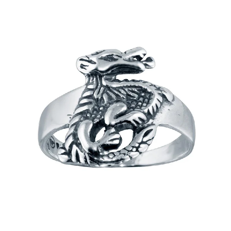 ladies ring under 50-High Polished 925 Sterling Silver Dragon Design Ring - CR00813