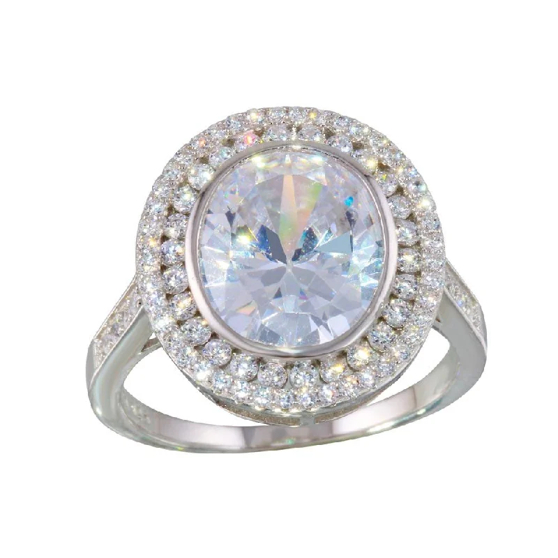 ladies ring birthstone silver-Rhodium Plated 925 Sterling Silver Round CZ Ring - STR01088