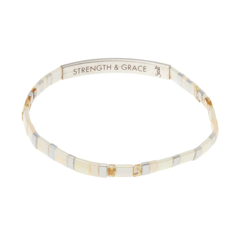 Ladies bracelets curved edge designs-Good Karma Miyuki Bracelet | Strength & Grace - Ivory/Silver