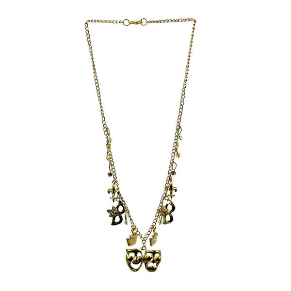 Ladies necklaces Thai intricate designs-Mardi Gras Gold Charm Necklace