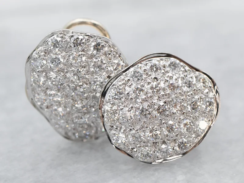 ladies earrings asymmetrical-Modernist Diamond Cluster Earrings