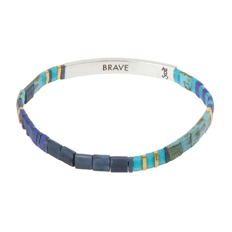 Ladies bracelets etched pattern styles-Good Karma Miyuki Bracelet | Brave - Cobalt/Silver