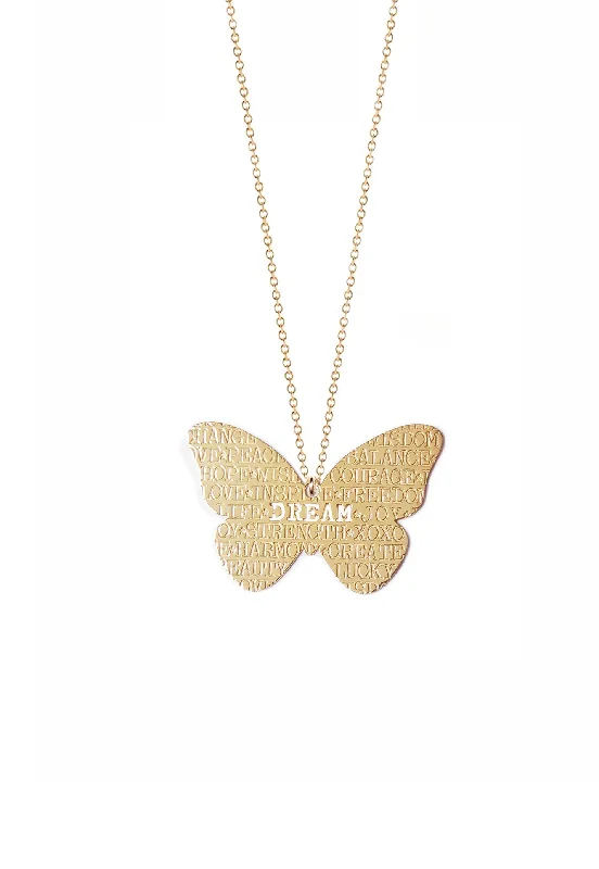 Ladies necklaces zodiac sign necklaces-Butterfly Inspiration Necklace